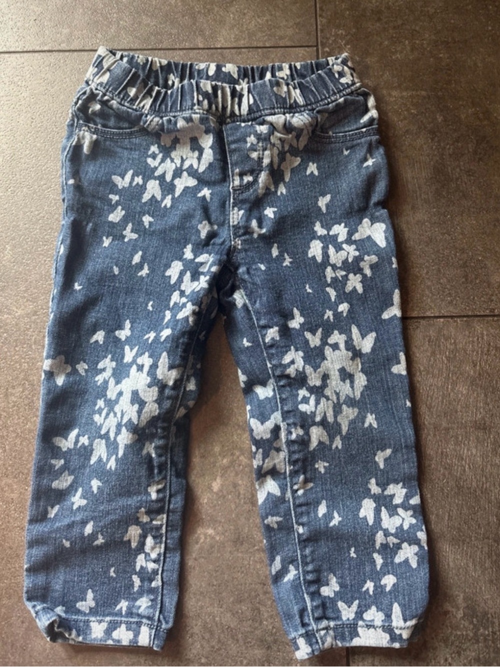 Blue Floral-Print Kids Denim Gymboree
 Pants